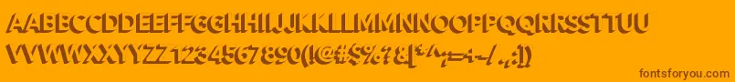 Alesand Extra Extrude-Schriftart – Braune Schriften auf orangefarbenem Hintergrund