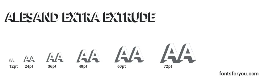 Размеры шрифта Alesand Extra Extrude