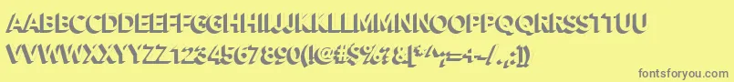フォントAlesand Extra Extrude – 黄色の背景に灰色の文字