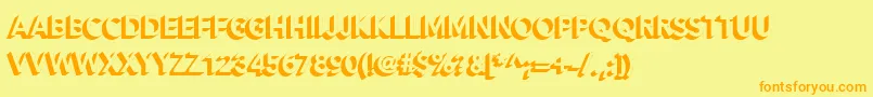 フォントAlesand Extra Extrude – オレンジの文字が黄色の背景にあります。