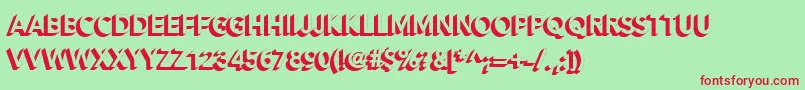フォントAlesand Extra Extrude – 赤い文字の緑の背景