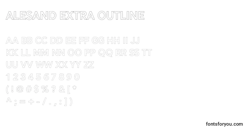 Alesand Extra Outline-fontti – aakkoset, numerot, erikoismerkit