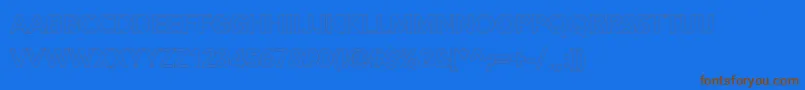 Alesand Extra Outline-Schriftart – Braune Schriften auf blauem Hintergrund