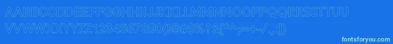 Fonte Alesand Extra Outline – fontes verdes em um fundo azul