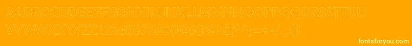 Alesand Extra Outline-Schriftart – Gelbe Schriften auf orangefarbenem Hintergrund