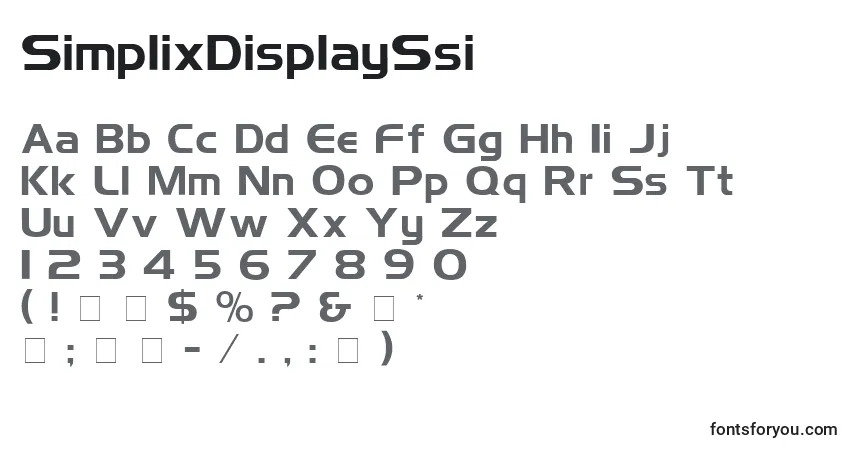 Fuente SimplixDisplaySsi - alfabeto, números, caracteres especiales