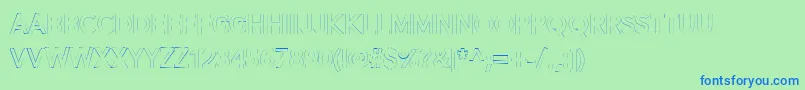 Alesand Extra Outline-Schriftart – Blaue Schriften auf grünem Hintergrund