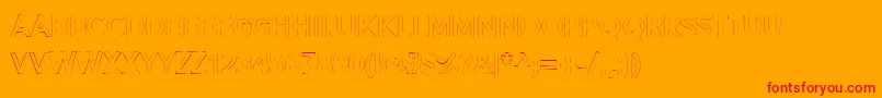 Alesand Extra Outline-Schriftart – Rote Schriften auf orangefarbenem Hintergrund