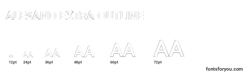 Размеры шрифта Alesand Extra Outline (119020)