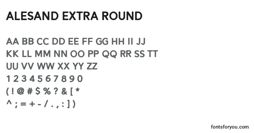 Schriftart Alesand Extra Round (119022) – Alphabet, Zahlen, spezielle Symbole