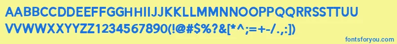 Alesand Extra Round-Schriftart – Blaue Schriften auf gelbem Hintergrund