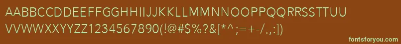 フォントAlesand Light – 緑色の文字が茶色の背景にあります。