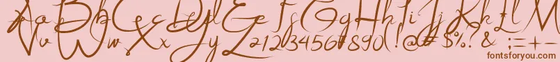 Alestraza-Schriftart – Braune Schriften auf rosa Hintergrund