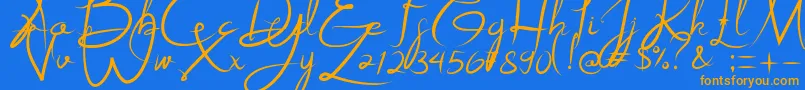 Alestraza Font – Orange Fonts on Blue Background