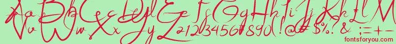 Alestraza Font – Red Fonts on Green Background