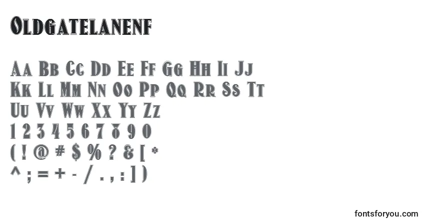 Czcionka Oldgatelanenf – alfabet, cyfry, specjalne znaki
