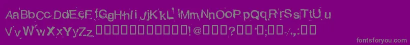 Alexandras Stempelkasten-fontti – harmaat kirjasimet violetilla taustalla