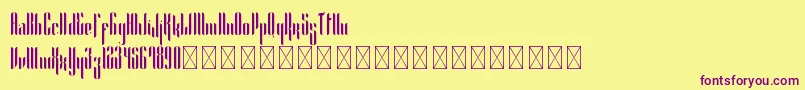 Alexandria PersonalUse-fontti – violetit fontit keltaisella taustalla