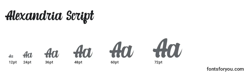 Alexandria Script Font Sizes