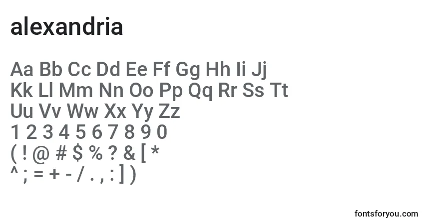 A fonte Alexandria (119036) – alfabeto, números, caracteres especiais
