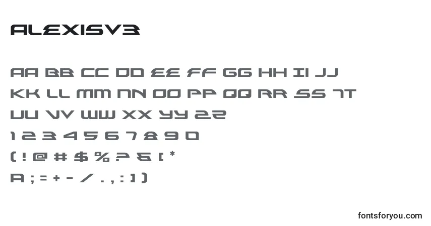 Schriftart Alexisv3 (119039) – Alphabet, Zahlen, spezielle Symbole