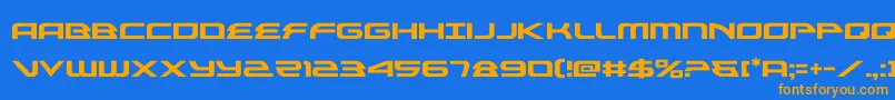 フォントalexisv3 – オレンジ色の文字が青い背景にあります。