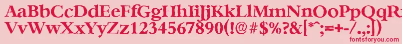 BernsteinantiqueBold-Schriftart – Rote Schriften auf rosa Hintergrund