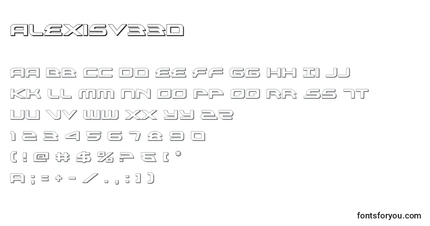 Schriftart Alexisv33d (119041) – Alphabet, Zahlen, spezielle Symbole