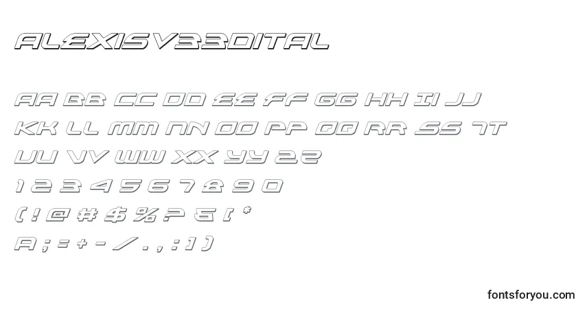 A fonte Alexisv33dital (119043) – alfabeto, números, caracteres especiais