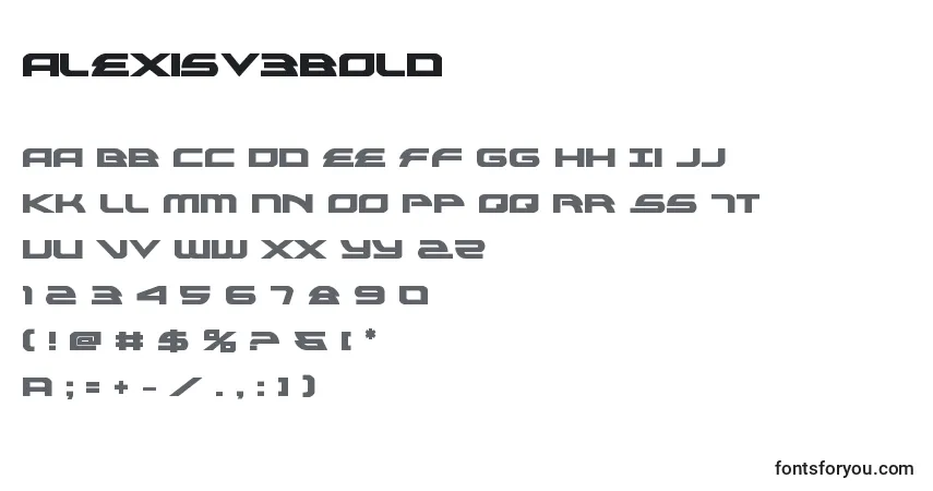 Czcionka Alexisv3bold (119046) – alfabet, cyfry, specjalne znaki