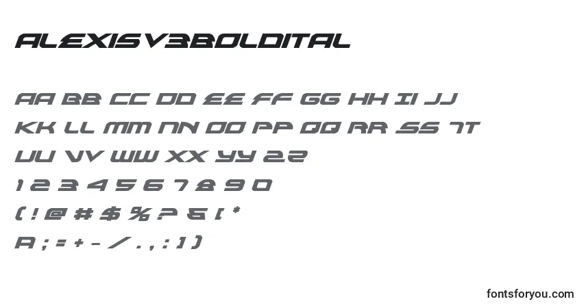 Alexisv3boldital (119048)フォント–アルファベット、数字、特殊文字