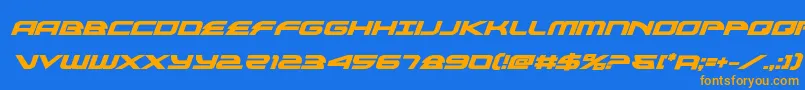 Weitere Informationen zur alexisv3boldital-Schriftart alexisv3boldital-Schriftart – Orangefarbene Schriften auf blauem Hintergrund