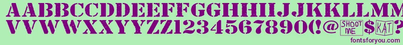 BundyYellowSolid Font – Purple Fonts on Green Background
