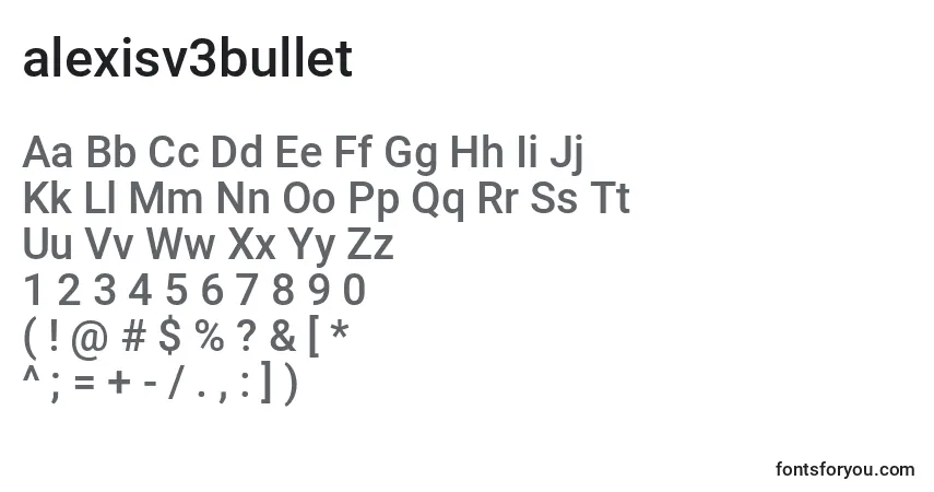 A fonte Alexisv3bullet (119050) – alfabeto, números, caracteres especiais