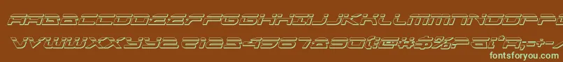 フォントalexisv3bulletital – 緑色の文字が茶色の背景にあります。