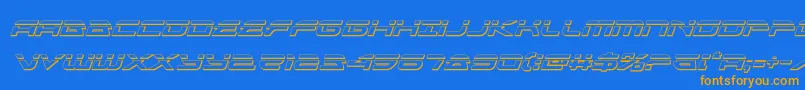 フォントalexisv3bulletital – オレンジ色の文字が青い背景にあります。