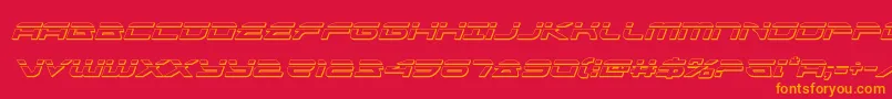 フォントalexisv3bulletital – 赤い背景にオレンジの文字