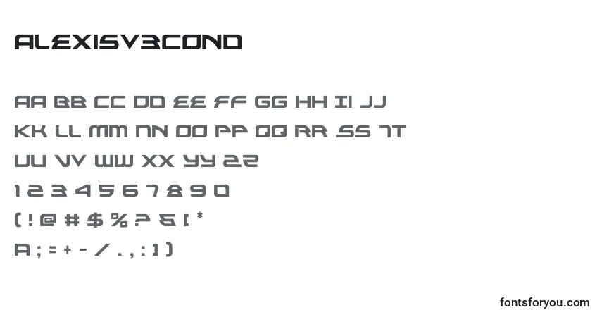 A fonte Alexisv3cond (119053) – alfabeto, números, caracteres especiais