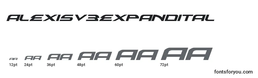 Размеры шрифта Alexisv3expandital (119059)