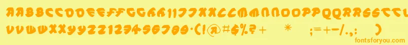 フォントPetitsan – オレンジの文字が黄色の背景にあります。