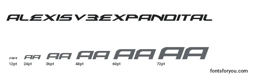 Размеры шрифта Alexisv3expandital (119060)
