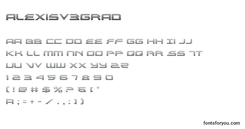A fonte Alexisv3grad (119061) – alfabeto, números, caracteres especiais