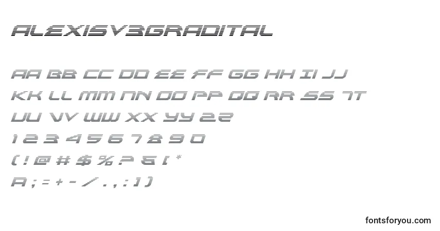 Шрифт Alexisv3gradital (119063) – алфавит, цифры, специальные символы