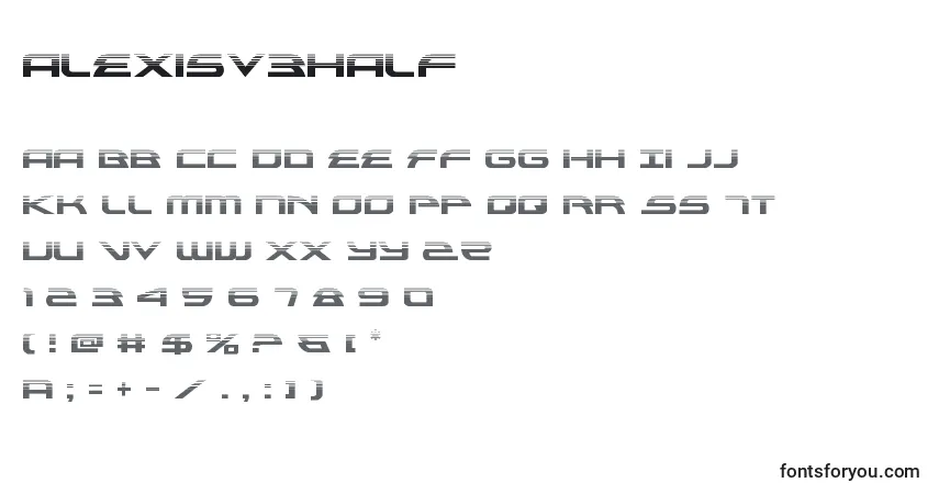 Schriftart Alexisv3half (119066) – Alphabet, Zahlen, spezielle Symbole
