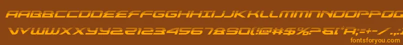 フォントalexisv3halfital – オレンジ色の文字が茶色の背景にあります。