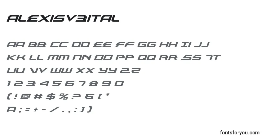 Шрифт Alexisv3ital (119069) – алфавит, цифры, специальные символы