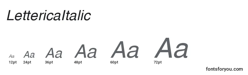 Размеры шрифта LettericaItalic
