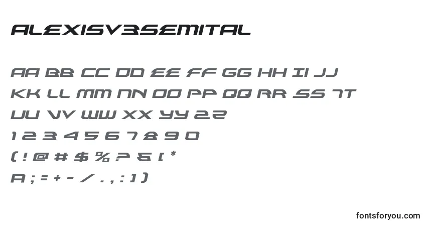Schriftart Alexisv3semital (119078) – Alphabet, Zahlen, spezielle Symbole