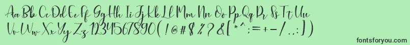 Fonte Aleysia Script – fontes pretas em um fundo verde