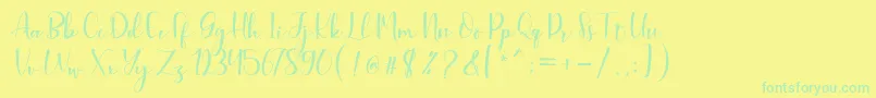 Fonte Aleysia Script – fontes verdes em um fundo amarelo